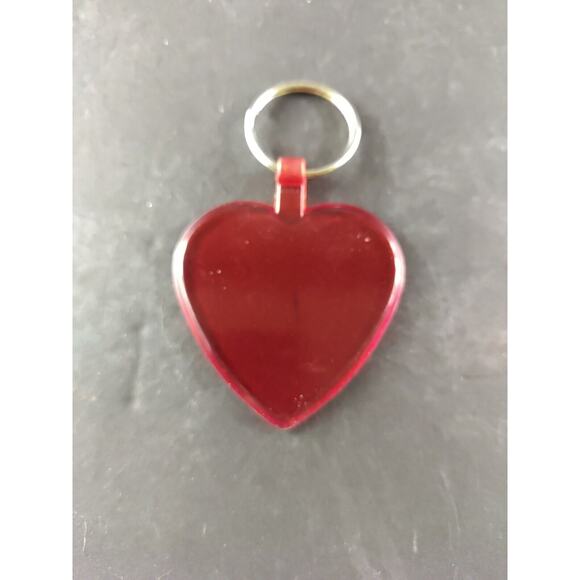 Vintage Red Rubber Heart Keychain - Picture 1 of 4